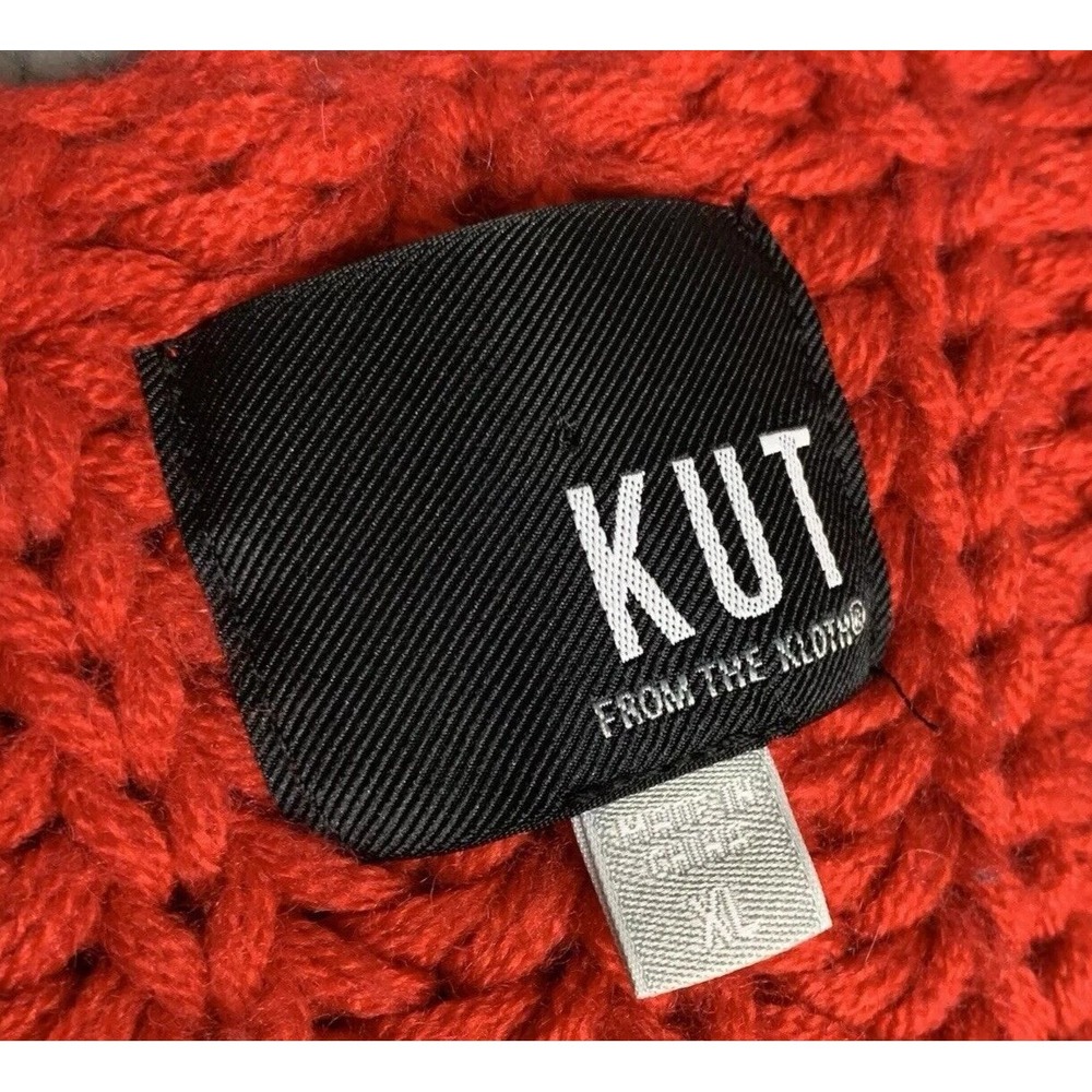 KUT From The Kloth Paige Sweater XL‎ Cherry Red Wool Blend Oversized Chunky Knit - Picture 3 of 9